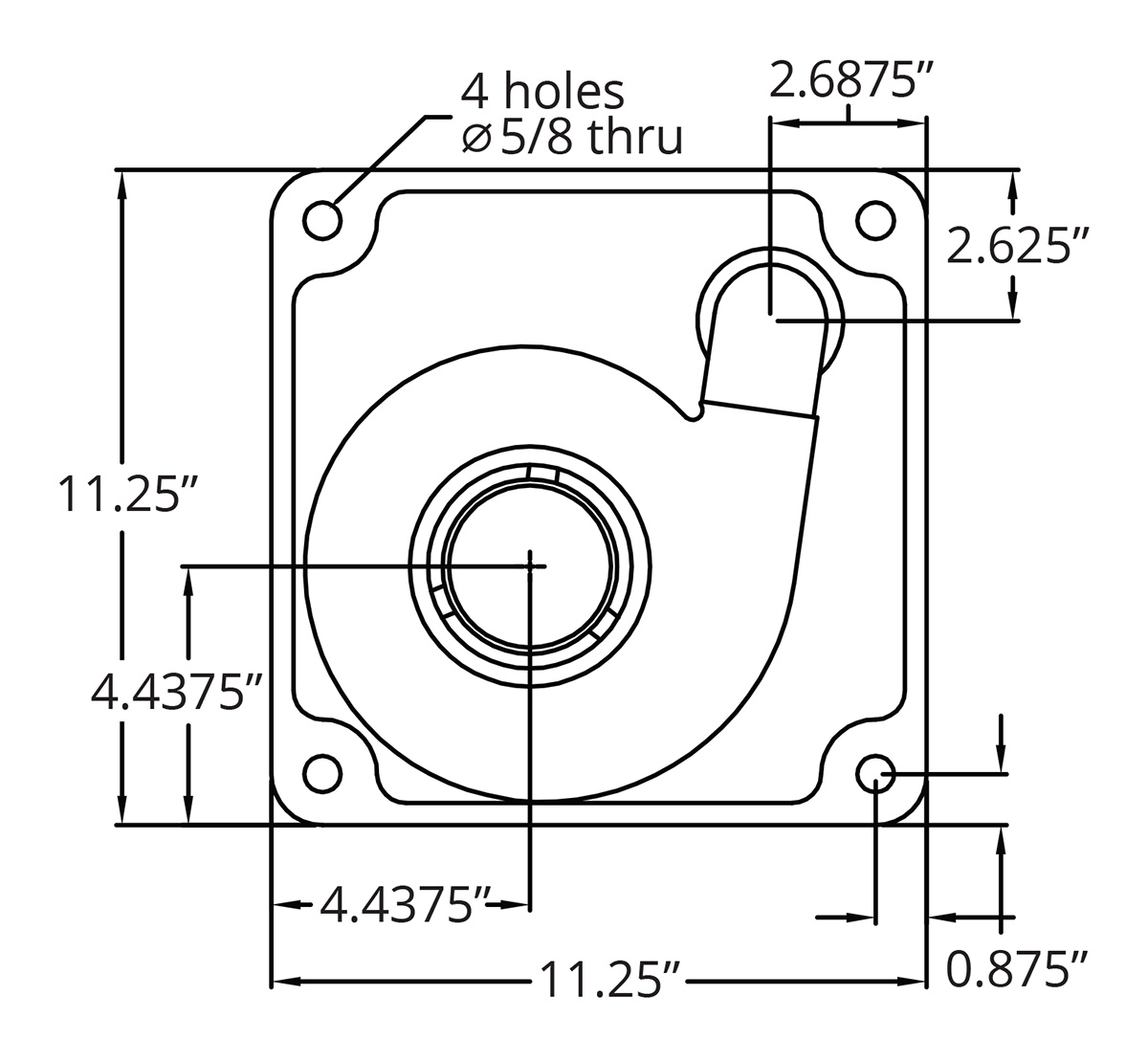 Vortex Vertical V11019-AVD-SE Demensional Drawing End